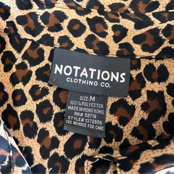 Vintage Notations Leopard Print button front Shirt polyester medium M - Picture 2 of 7